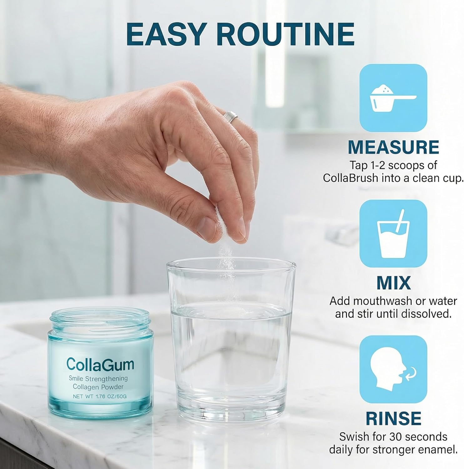 CollaGum product with instructions on a marble surface
