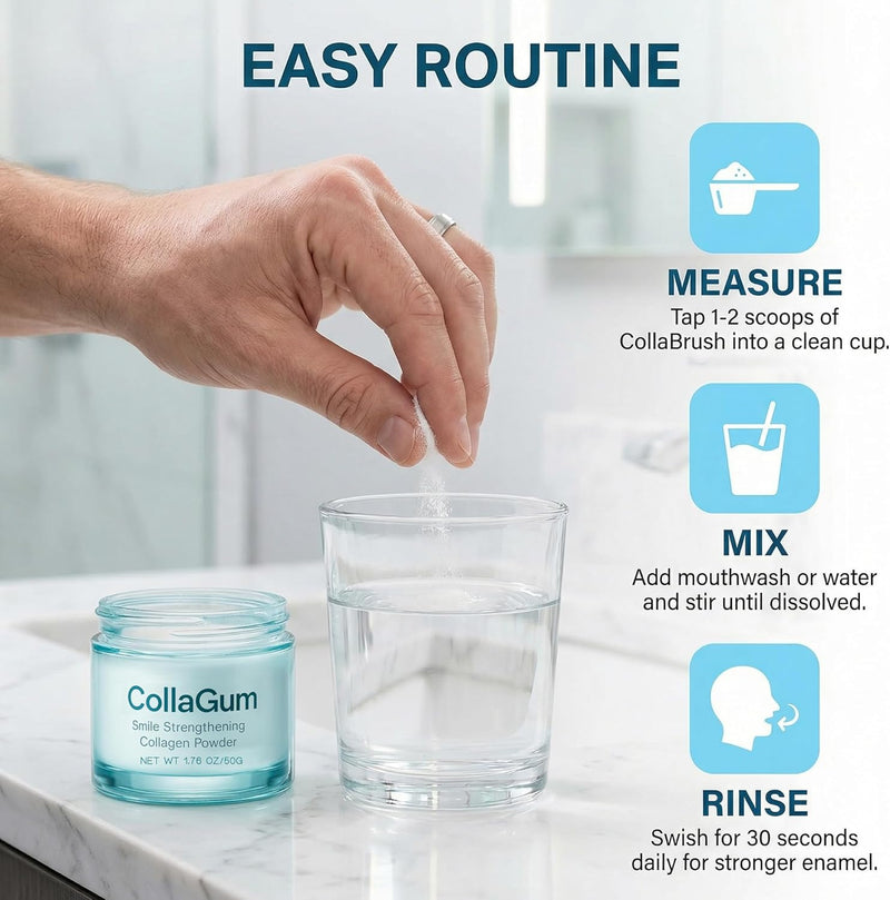 CollaGum product with instructions on a marble surface